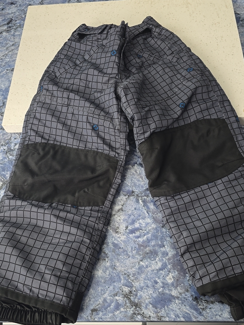 Cherokee Kids' Gray Plaid Snow Pants with Black Knee Panels